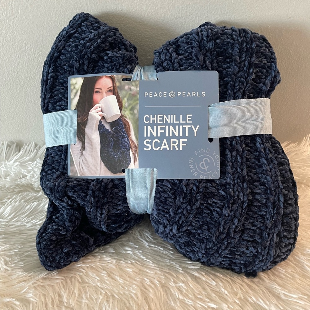 Navy Chenille Infinity Scarf